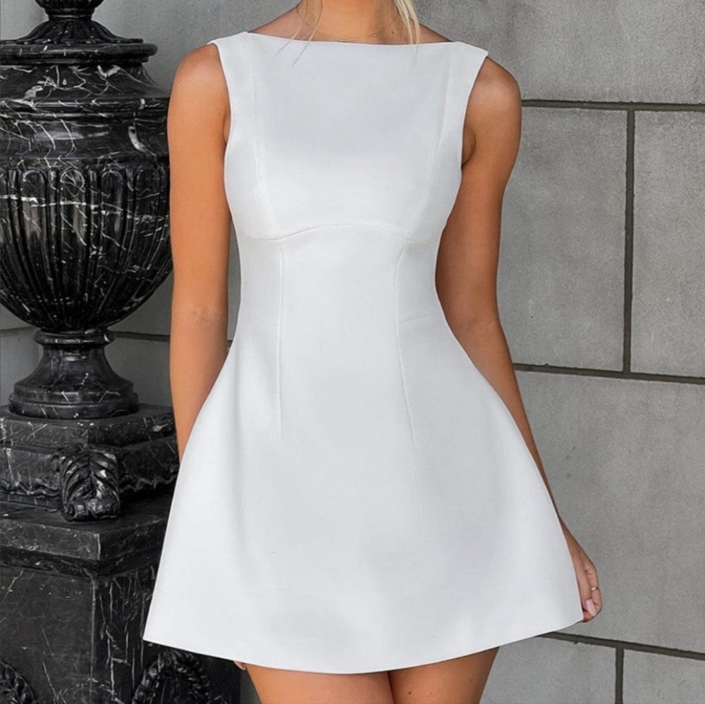 Babyboo Chic White Sleeveless Mini Dress
